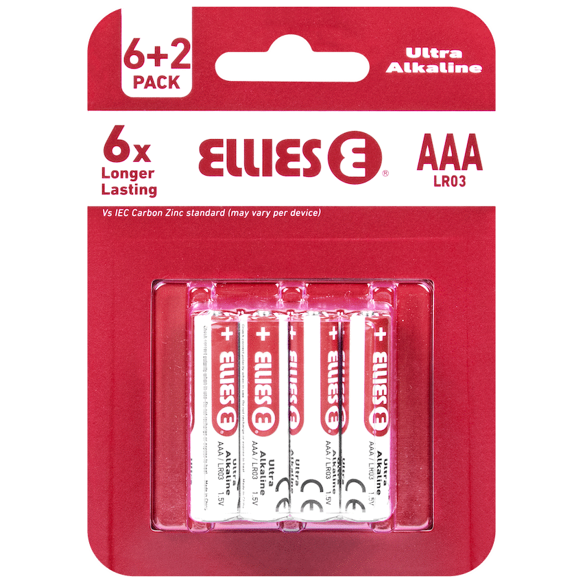 Ellies Ultra Series - Alkaline Batteries AAA 6 + 2 Pack - WT