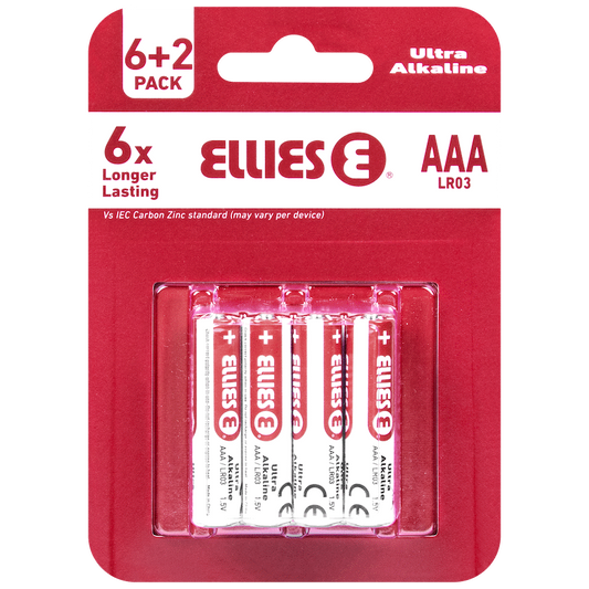 Ellies Ultra Series - Alkaline Batteries AAA 6 + 2 Pack - WT
