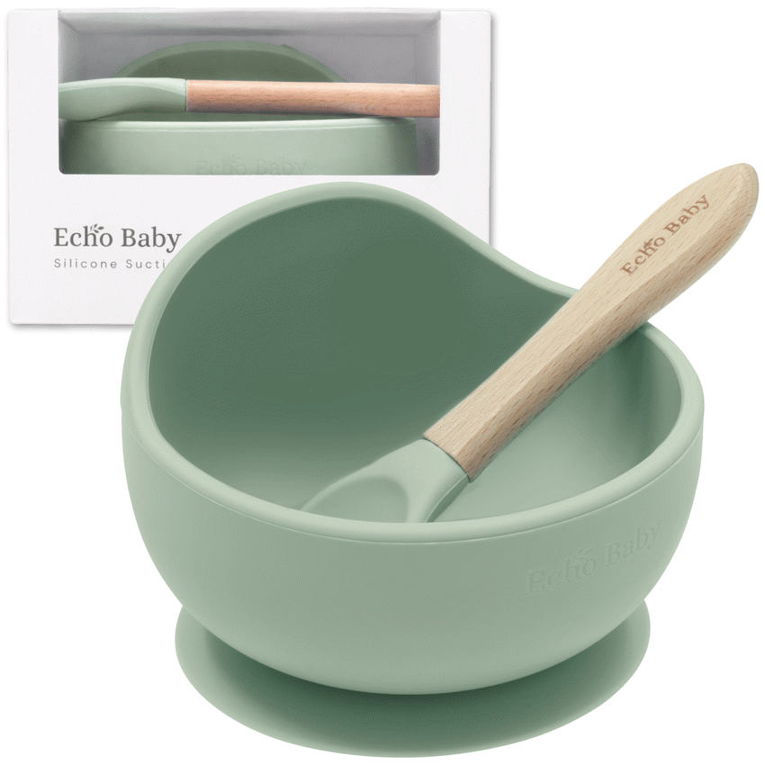 Echo Baby Silicone Suction Bowl and Spoon Set - Sage