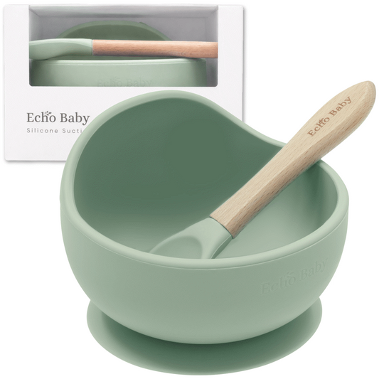 Echo Baby Silicone Suction Bowl and Spoon Set - Sage