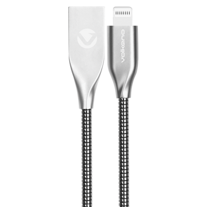 Volkano Iron Series Round Metallic Spring MFI Lightning Cable 6ft - Silver