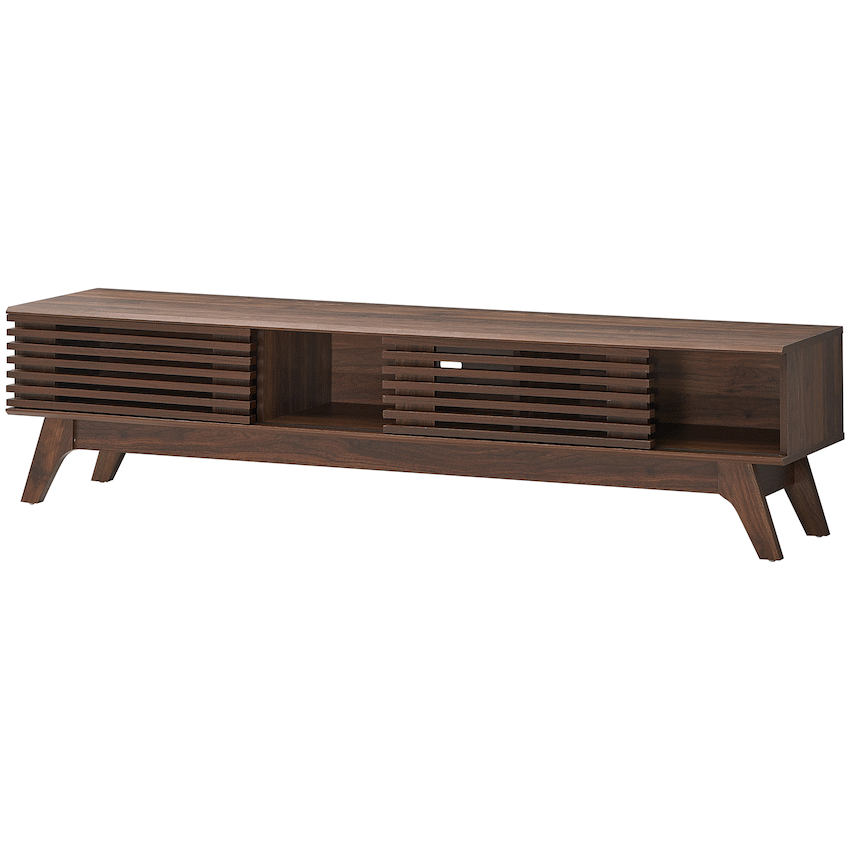 Everfurn Catalina Large TV Stand, High-Pressure Laminate, Solid Wood Legs, with Storage