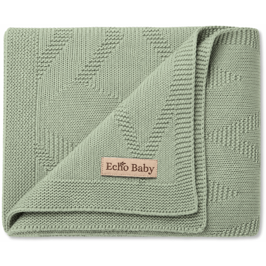 Echo Baby Knitted Baby Blanket - Sage