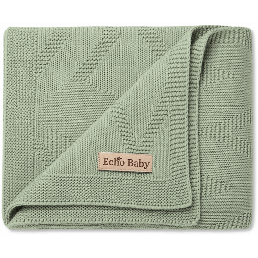 Echo Baby Knitted Baby Blanket - Sage