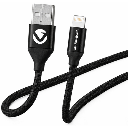 Volkano Weave Series Fabric Braided MFI Lightning Cable 27W 1.2m - Black