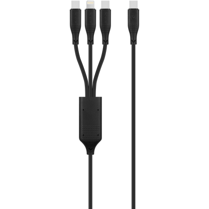 Volkano Nova Series USB C to 2 USB C and lightning cable 100W TPE-Black
