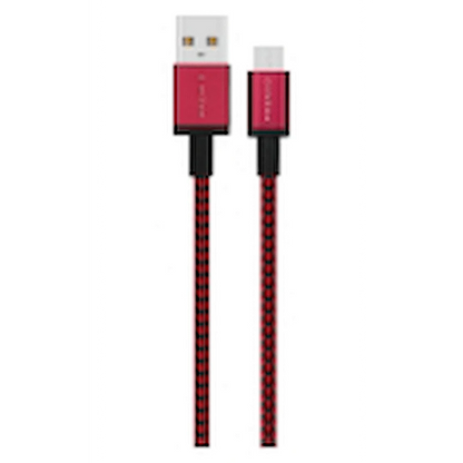 Premio braided Micro USB cable Black/ Red 1.8m