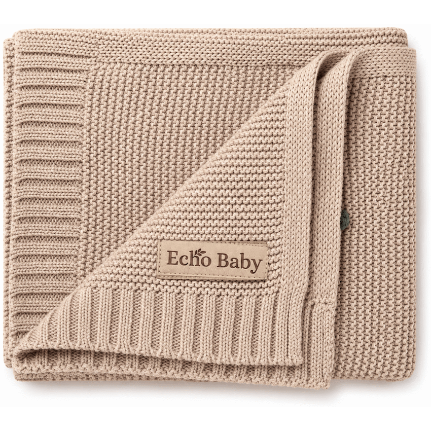 Echo Baby Knitted Baby Blanket - Camel