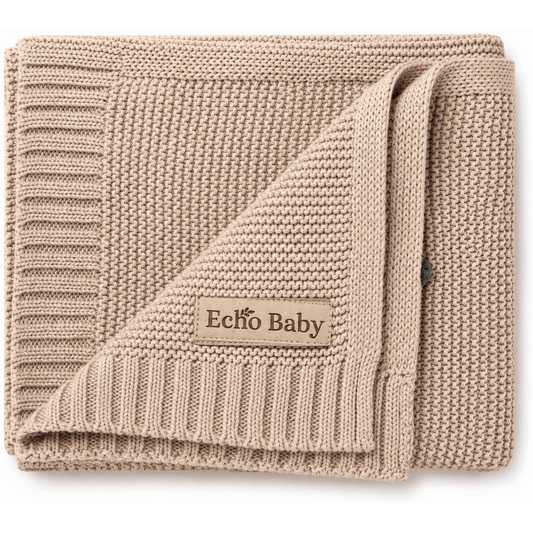 Echo Baby Knitted Baby Blanket - Camel