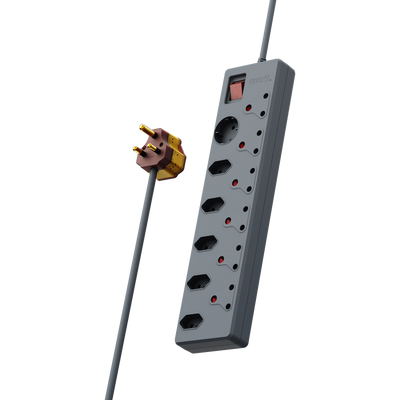 Ellies 12 way High Surge Multiplug 0.5M - Grey