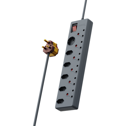 Ellies 12 way High Surge Multiplug 0.5M - Grey