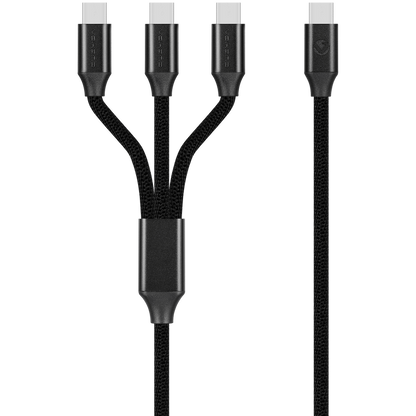 Volkano Weave Series 100w 3-in-1 Charge Cable (3 x Type C) - Black