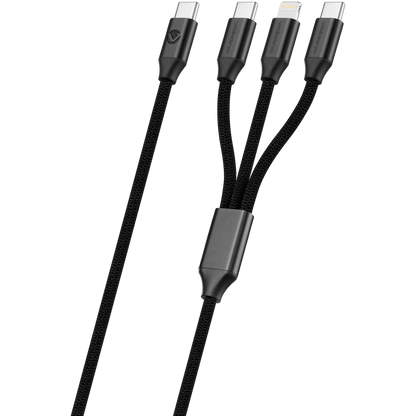 Volkano Weave Series 65w 3-in-1 Charge Cable - Black