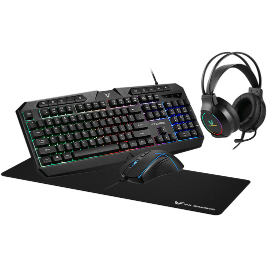 VX Gaming Heracles Series 4-in-1 Combo KB, Mouse, Mousepad, Headset