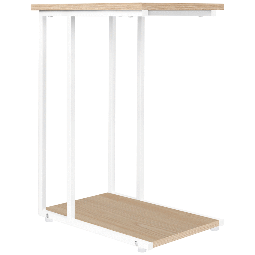 Everfurn Sofa Side Table - Oak and White