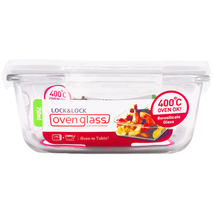 LocknLock Euro Glass container sq. 750ml ( Order in Qty of 4)