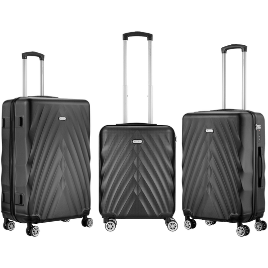 Travelwize Terra ABS 4-Wheels Spinner 3Pc Luggage Set Black