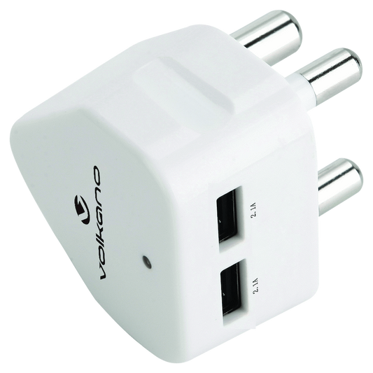 Volkano Current Series Double USB Wall Charger with 3-Pin Plug