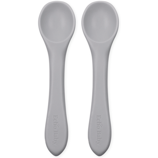 Echo Baby Silicone Feeding Spoons 2-Pack - Stone