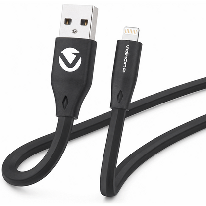 Volkano Slim Series Flat PVC Lightning Cable 1.2m - Black