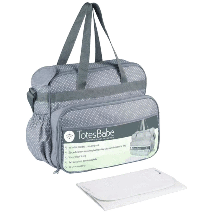 Totes Babe Vivir 20L Diaper Bag, Grey.