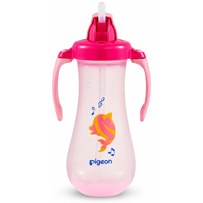 Pigeon Tall Straw Bottle - Pink