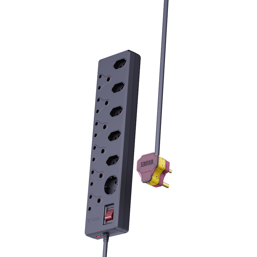 Ellies 12 way High Surge Multiplug 0.5M - BK