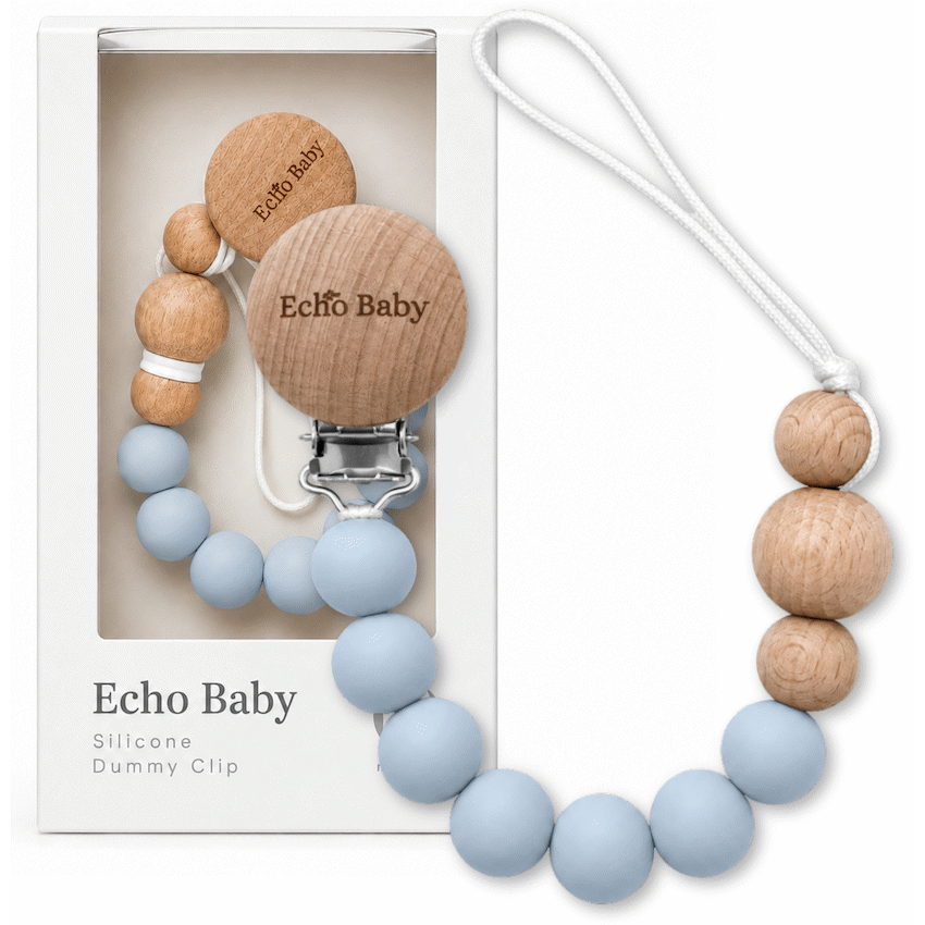Echo Baby Silicone Dummy Clip - Powder Blue