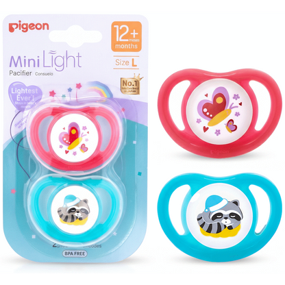 Pigeon - Minilight Pacifier (2 Pc) - L Butterfly/Raccoon