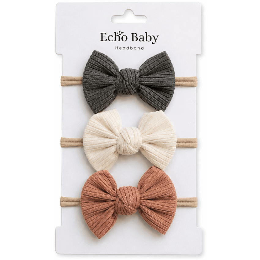 Echo Baby Bow Headbands - Set of 3 (Pebble, Amber, Stone)