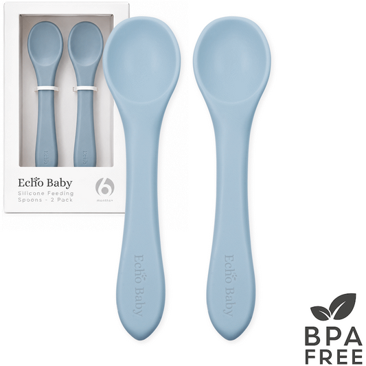 Echo Baby Silicone Feeding Spoons 2-Pack - Powder Blue