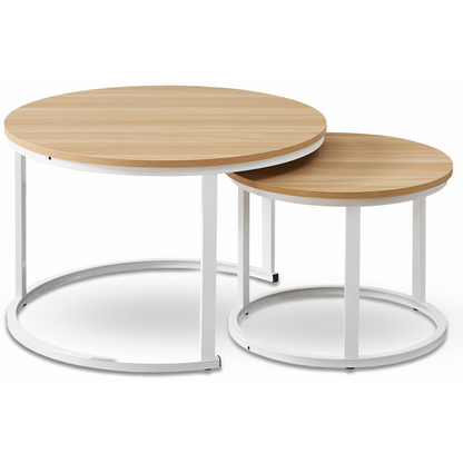 Indus Nesting Coffee Table Oak With White Frame