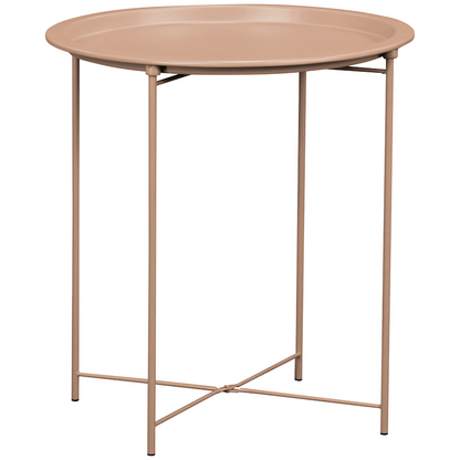 Everfurn Nala Side Table Beige, Painted MDF, Steel Frame