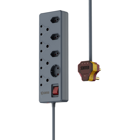 Ellies 8 Way High Surge Multiplug 0.5M - Grey