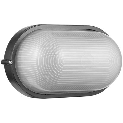 Ellies Illume Series - Large AC Oval Bulkhead - Aluminium  + Glass - E27 Base -BK