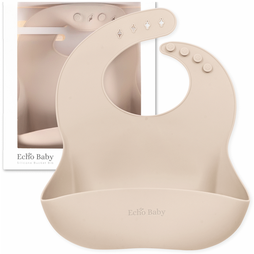 Echo Baby Silicone Bucket Bib - Ivory