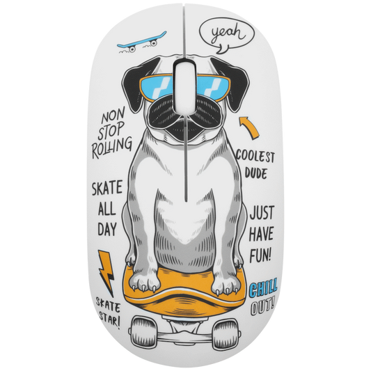 Volkano Tag Series 2.4G Wireless Optical Mouse with Nano USB and Type-C Receiver - Pug