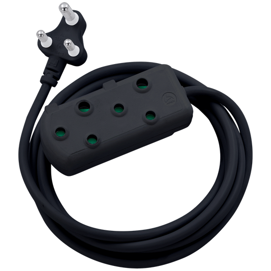 Switched Heavy Duty Side by Side (SBS) Extension Leads 5m - BK
