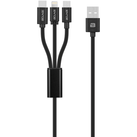 Bounce Cord Series 3 in 1 Charge Cable 1m - Black