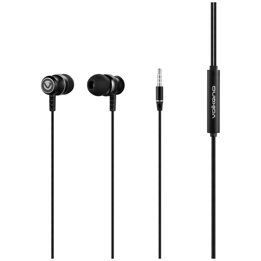 Volkano Earphones with Mic - STANNIC SERIES - Black