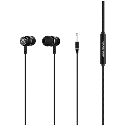 Volkano Earphones with Mic - STANNIC SERIES - Black
