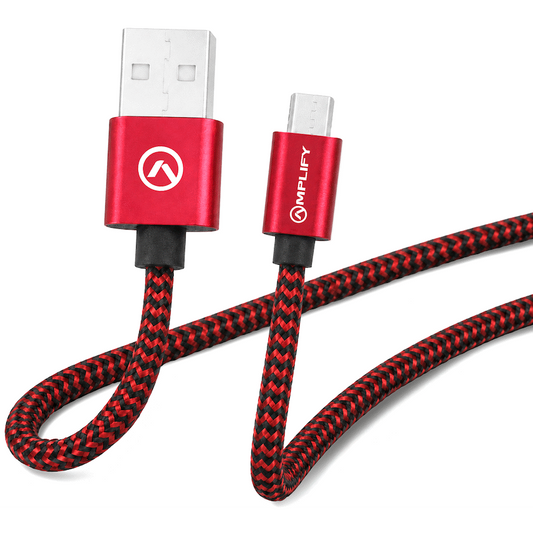Amplify Linked Series Micro USB Braided Cable - 2m - Black/Red