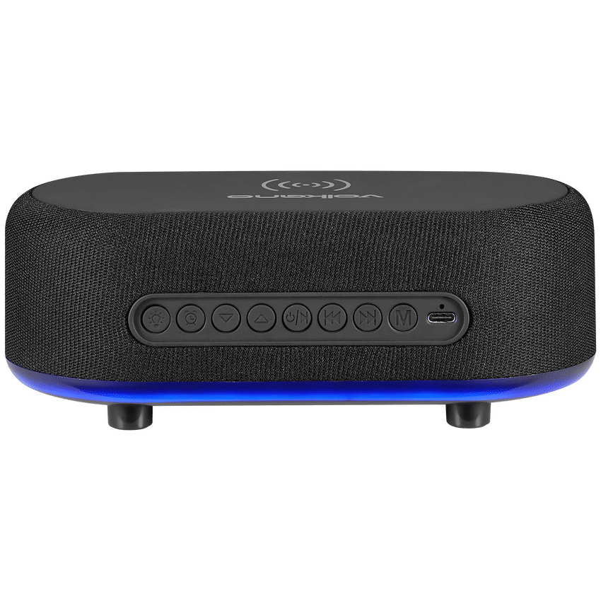Volkano Radiant Series Alarm Clock with Wireless Charging and Speaker - Black