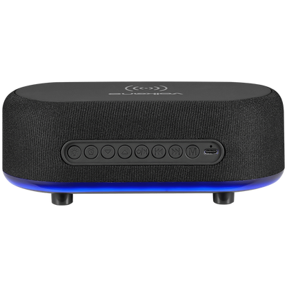 Volkano Radiant Series Alarm Clock with Wireless Charging and Speaker - Black
