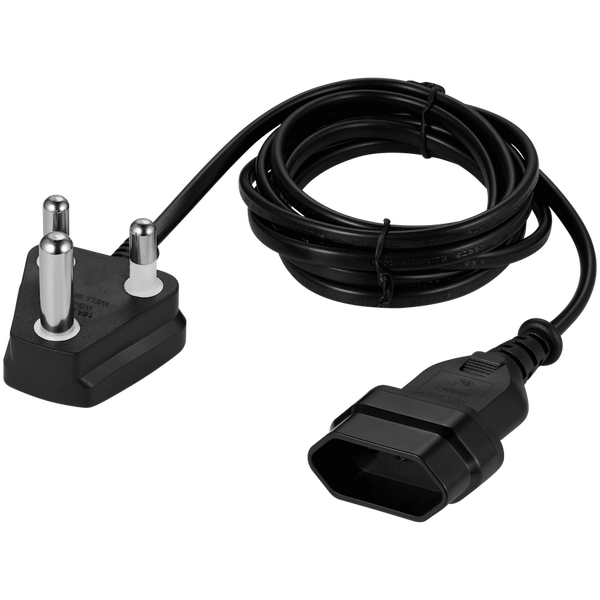 Switched Easy Cable Extender SA 3-Pin to 2-Pin Euro Socket 2m - Black
