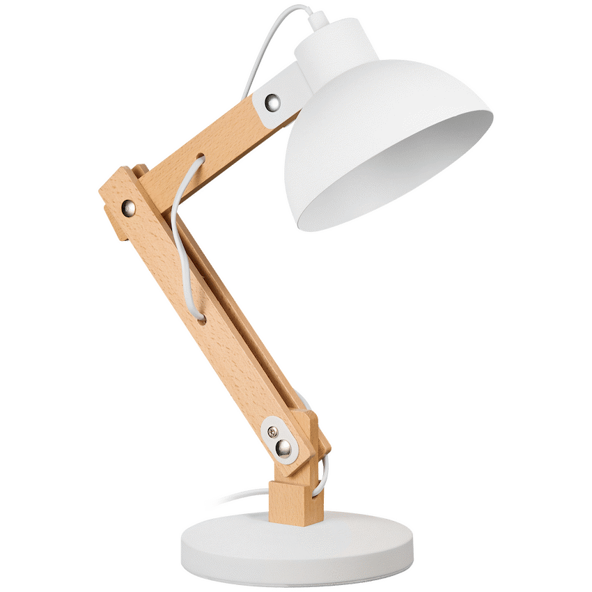 Switched Tova Series Wood Desk Lamp - White