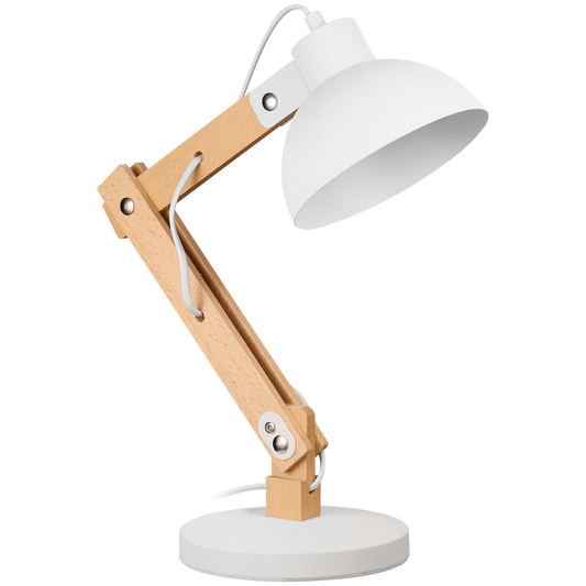 Switched Tova Series Wood Desk Lamp - White