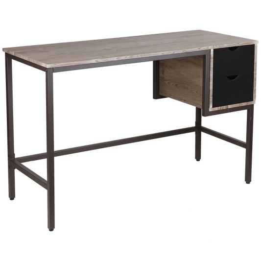 Everfurn Rampart Office Desk with Two Drawers, Powder-Coated Steel, Adjustable Feet