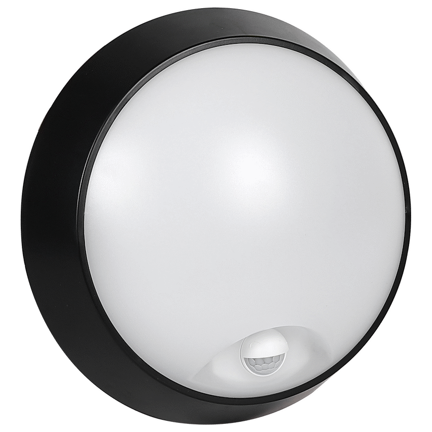 Ellies Spectra Series - AC 15W  Round LED Bulkhead with 3CCT and Sensor -BK