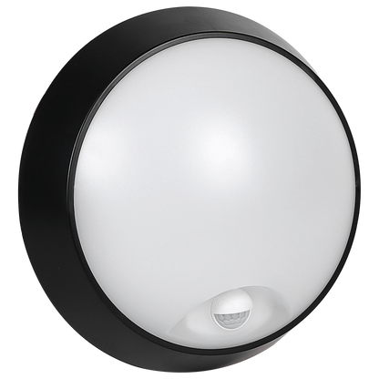 Ellies Spectra Series - AC 15W  Round LED Bulkhead with 3CCT and Sensor -BK